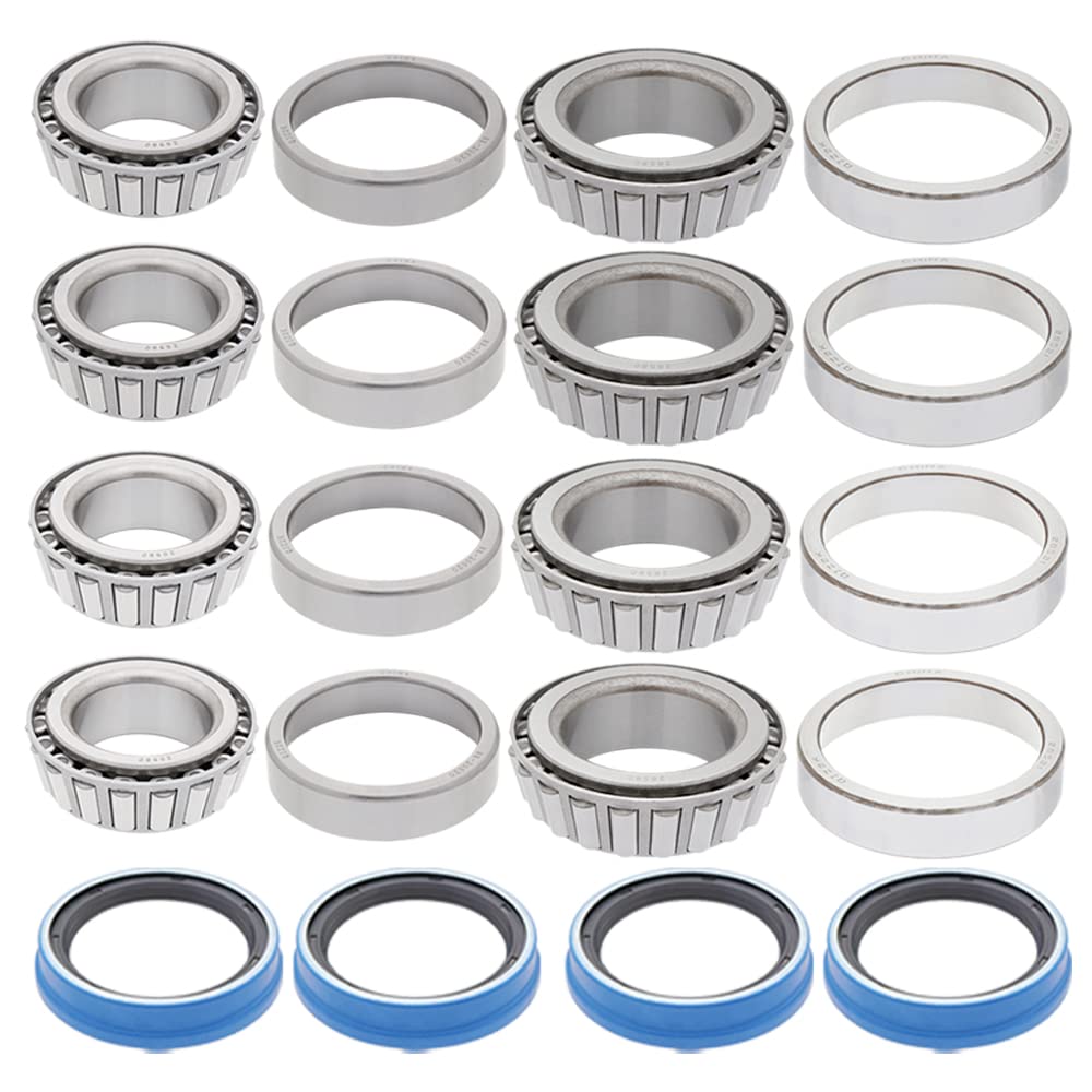 QJZ 4-Pack 10,000 lbs Trailer Axle Ball Bearing Kit - Inner: 28580/28521, Outer: 25580/25520, Oil Seal 091030, #99 Spindle AL-K0 Rockwell Hayes
