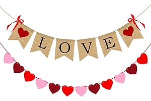 2-Pack Love Burlap Heart Felt Banner: The Perfect Valentine's Day Mantle Decoration