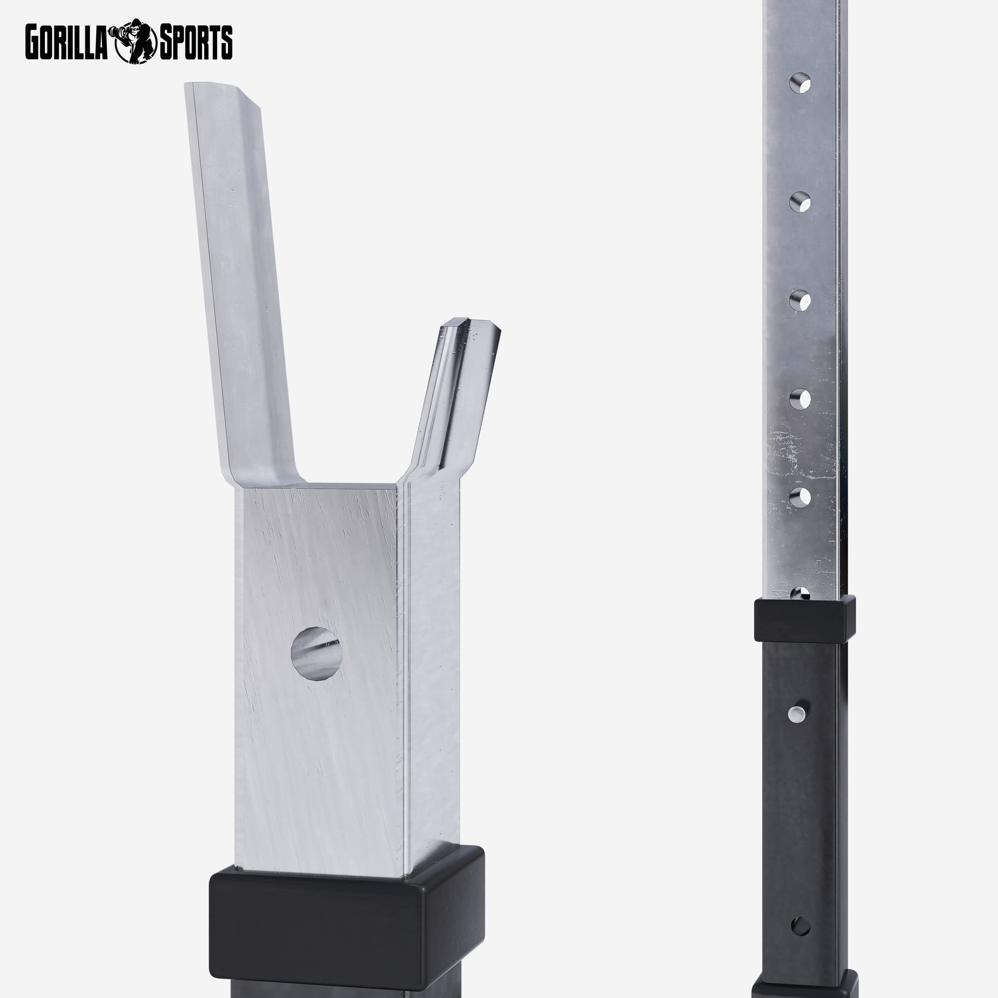GORILLA SPORTS® Squat Rack - Regolabile In Altezza 105-172cm, Porta Manubri, Max. 500kg, Nero, Peso 9kg, Acciaio - Supporto Per Bilanciere, Coppia Barre Di Rastrelliera Pessi, Fitness