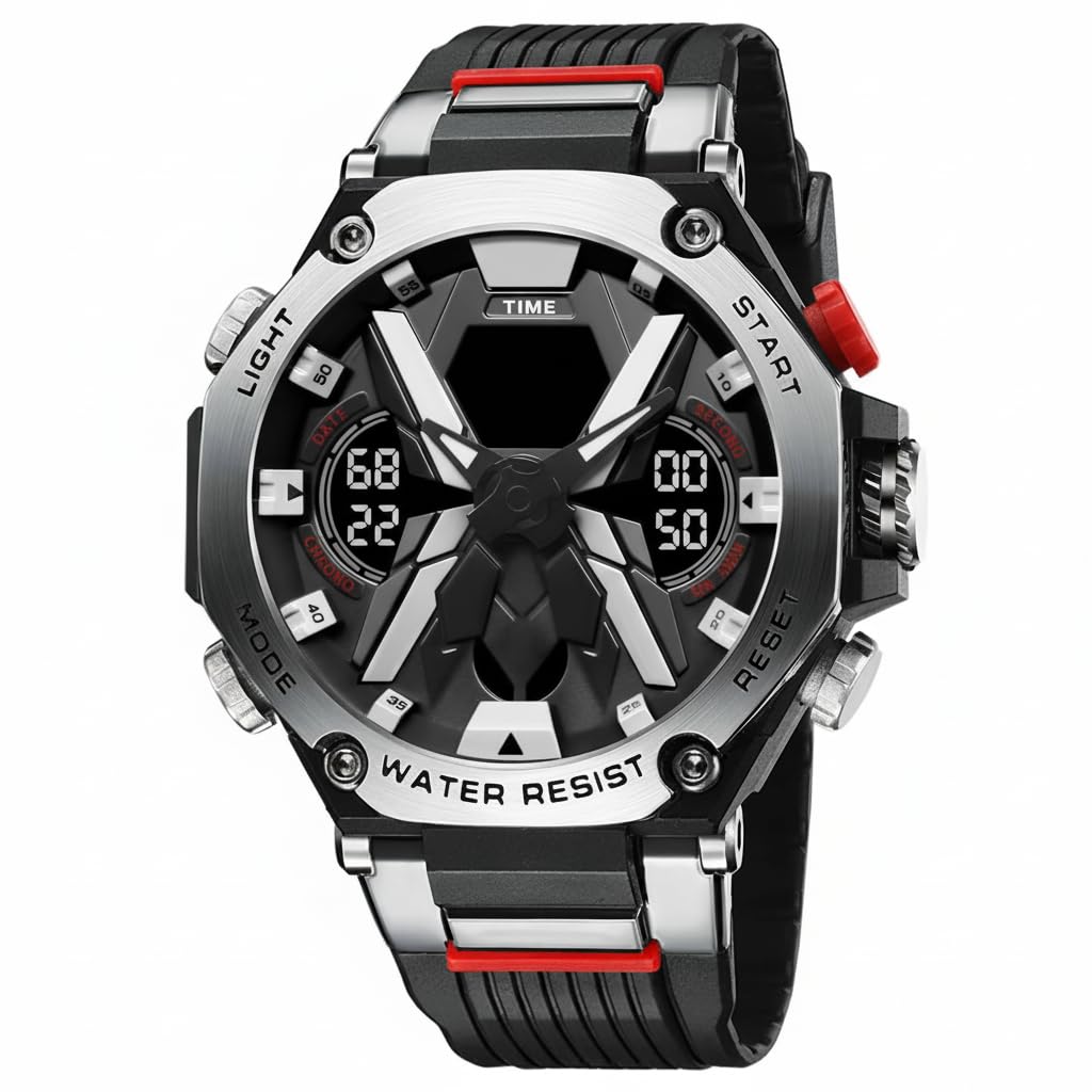 – Men's Watches Sports Outdoor Waterproof Military Watch Date Multi Function Tactics LED Face Alarm Stopwatch for Men