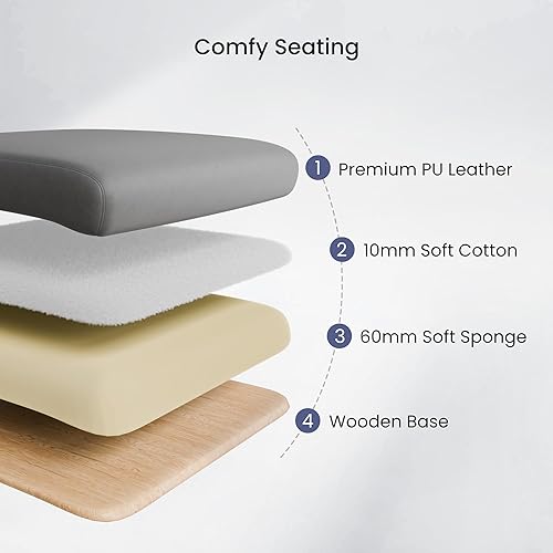 Miniatura 8 de EUREKA ERGONOMIC Dorian - Silla de oficina ejecutiva con soporte lumbar curvado, silla de escritorio de cuero regenerado con respaldo medio,