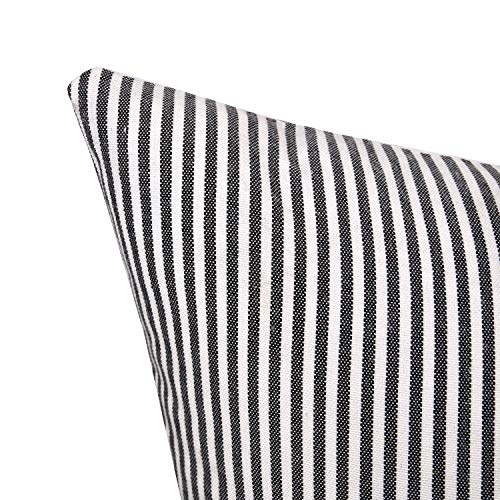 Merrycolor Farmhouse Decorative Throw Pillow Covers For Couch Stripe Faux Leather Accent Pillow Cover Boho Modern Decor Pillow Case 18 X 18 Inch(Black) #TOP4