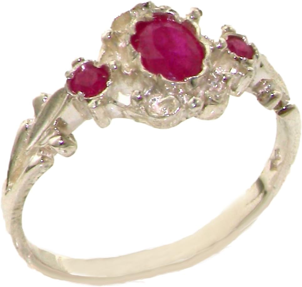 LetsBuyGold 925 Sterling Silver Real Genuine Ruby Womens Band Ring - Size 7