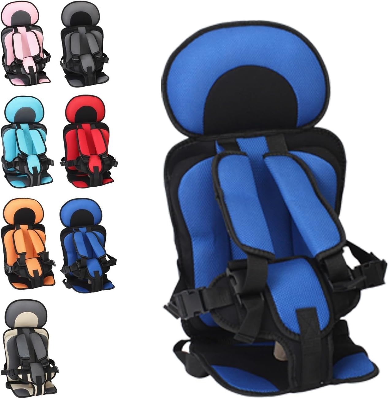 Auto-Kindersitz, Einfacher Tragbarer Auto-Sicherheitsgurt, Golfwagen-Kinderkissenpositionierer, Faltbares, Universelles Kissen For Flugzeuge Und Fahrzeuge(Blue,Large)