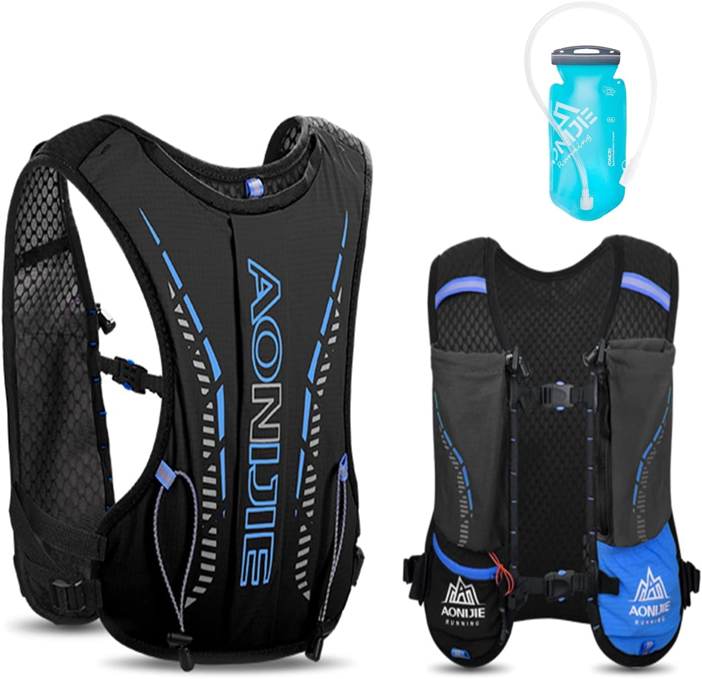 KugoaKids Hydration Backpack with 750mL Water Bladder Lightweight Hydration Pack Vest for Hiking Camping Cycling Running (Black)