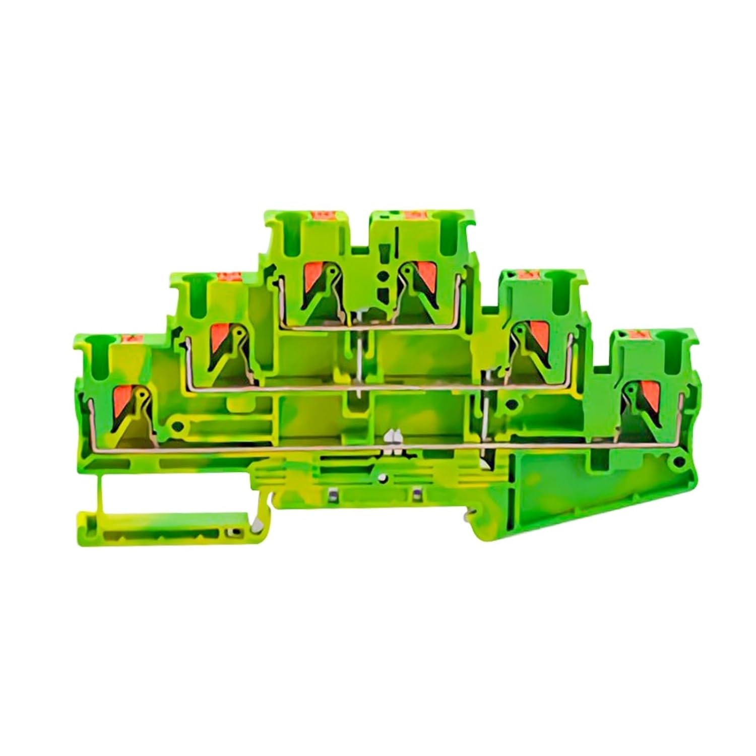 5Piece PT2.5-3L-PE Din Rail Terminal Block PE Type Electrical Connector Triple Layer Spring Connection Grounding Terminal Block