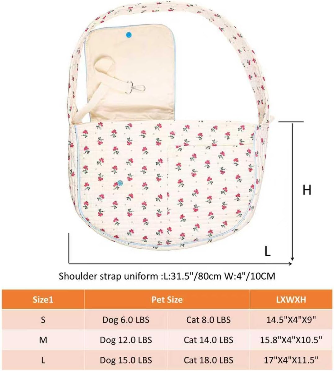 Chic & Comfortable: The Floral Pet Sling Carrier for Stylish Travels with Your Furry Friend!