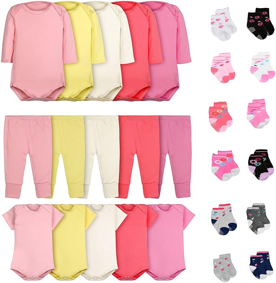 Body Bebê Calça Mijão e Meias Kit 27 Peças Feminino
