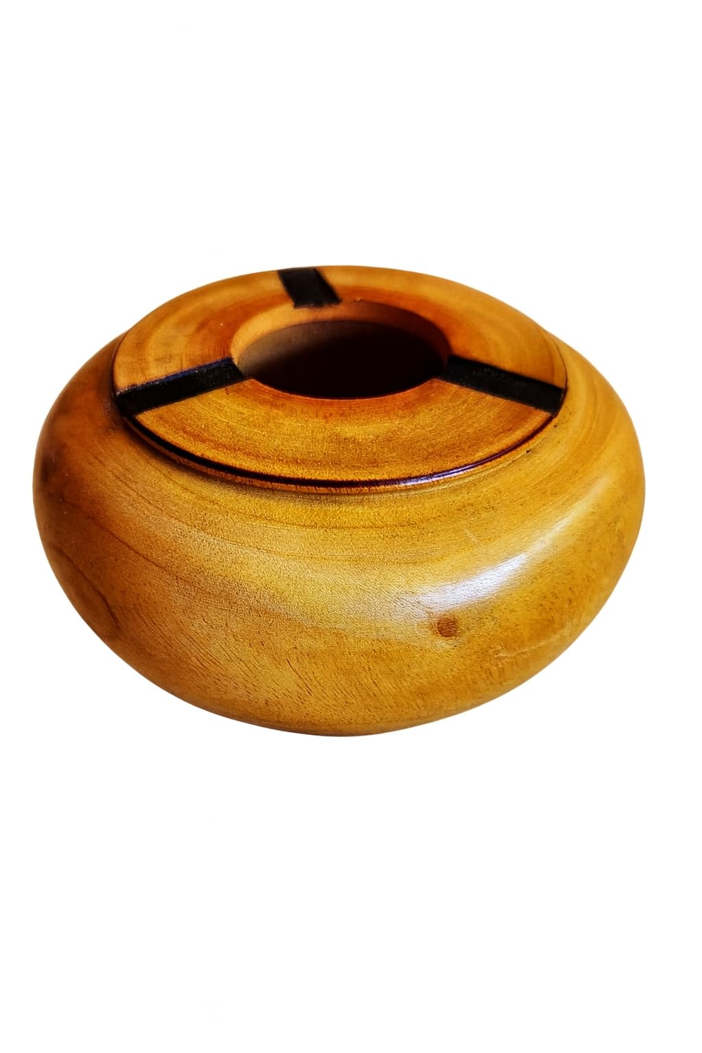 Handcrafted Round Wooden Ashtray, Natural Wood Finish, Smooth Hand-Polished Surface, 12.5 cm Length, Classic Design with Multiple Cigarette Rests-image-28