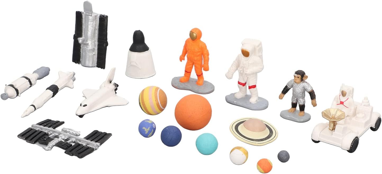 Zabawki Modele Kosmiczne Zestaw Edukacyjny do Eksploracji Kosmosu dla Dzieci, Trwała 19 szt. Seria Astronautów Rakietowych Planet na Prezenty Urodzinowe, Ozdoby na Biurko