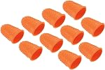 PATIKIL 0.71x1.1 Inch bouts de doigts en caoutchouc, 10 Pack Silicone Thumb Fingertip Protecteur Couvres Pads de garde Poignées épaisses pour le comptage de bureau couture, Orange petite taille