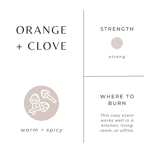 Miniatura 6 de Slow North Vela de naranja y clavo de olor, aceites esenciales y vela de cera de soja 100% pura en un frasco de vidrio esmerilado reutilizable con