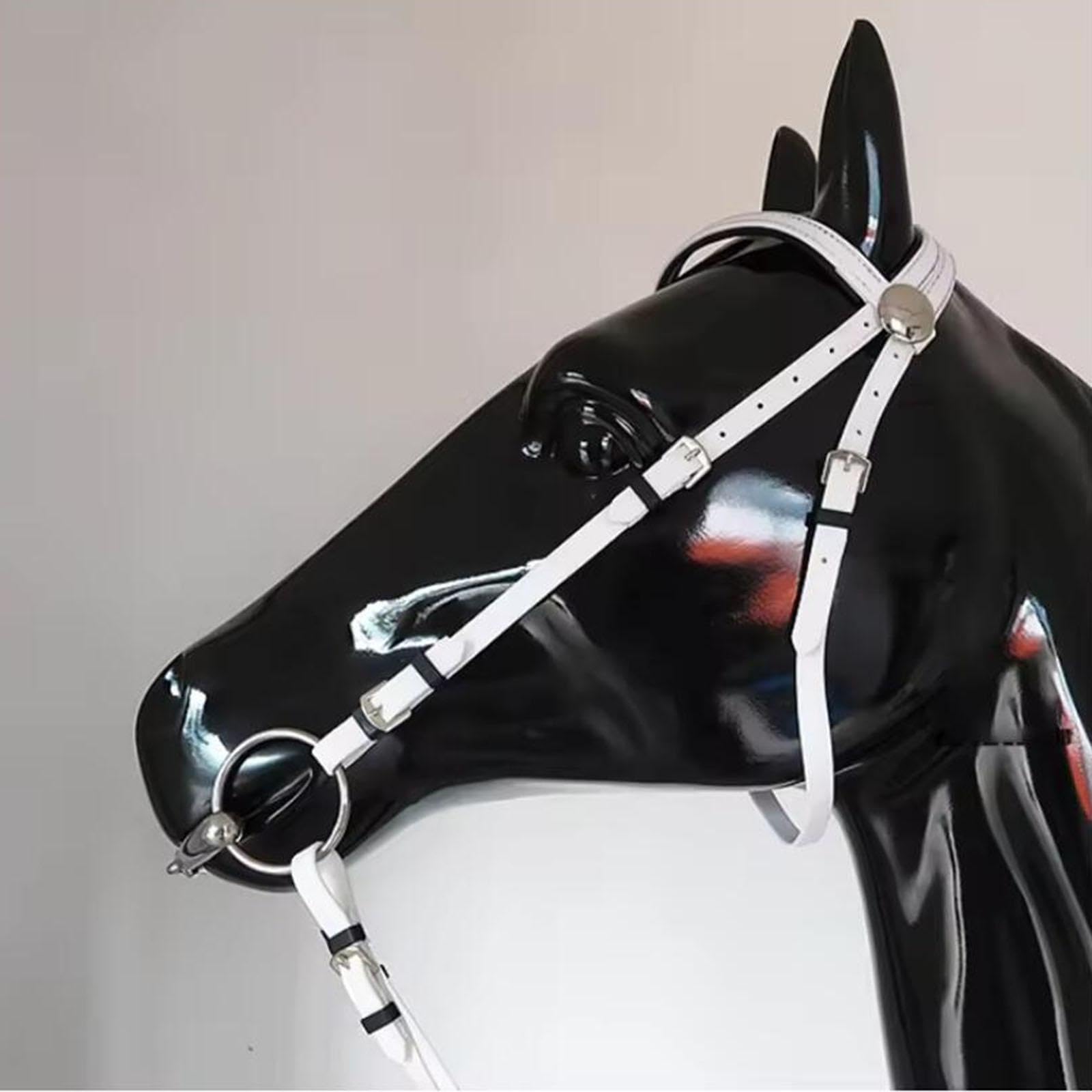 perfk Brida de Caballo con rienda de Acero Inoxidable, de Anilla, arnés Ecuestre, Cabestro de Cuerda para Montar, para clásica de Club