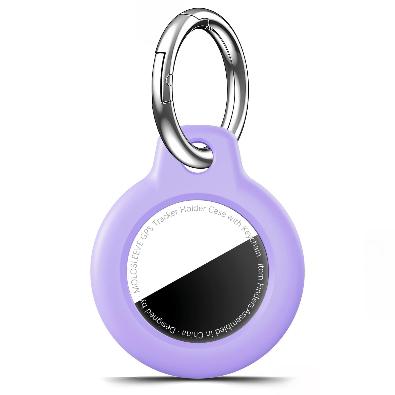 MOLOSLEEVE Case for AirTag 2nd Gen (2026) &amp; 1st Gen, Shockproof Holder Anti-Scratch Protective Cover for Air Tags, Men's Women's Keyrings &amp; Keychains for Keys, Luggage, Bags, Purple