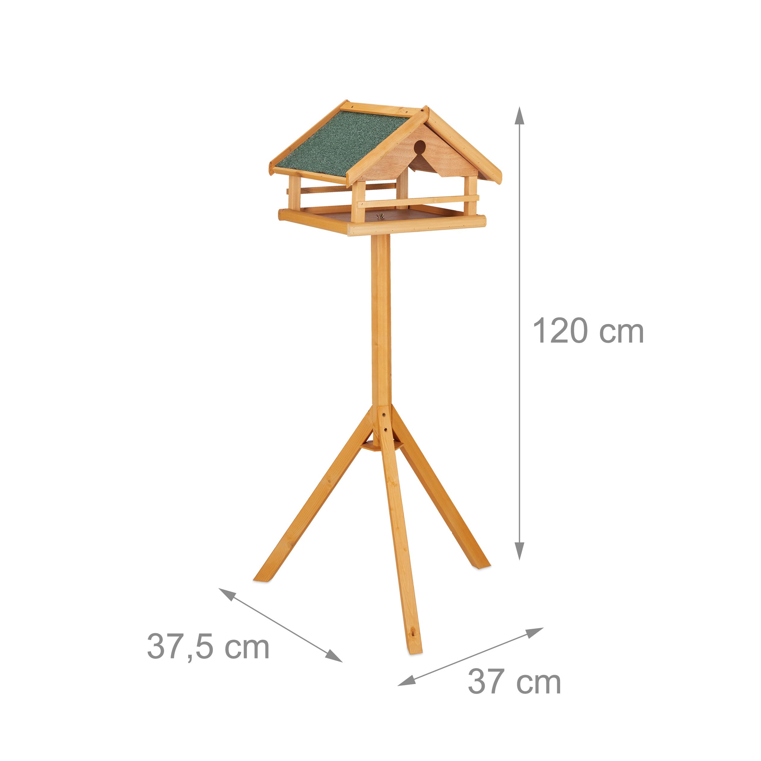 Relaxdays Casetta per Uccelli con Supporto, Tetto in Asfalto Resistente, Giardino, mangiatoia, Legno di Abete, Arancione