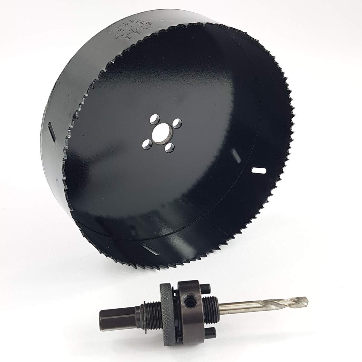 Sierra de corona de 133 mm de diámetro HSS bimetal para serrar acero, acero inoxidable, latón, zinc, cobre, chapa, madera, yeso, plásticos, aluminio, etc.