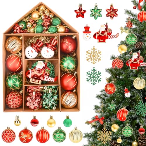 70 Stück Weihnachtsdeko Set,Rot und Grün Mehrweg...