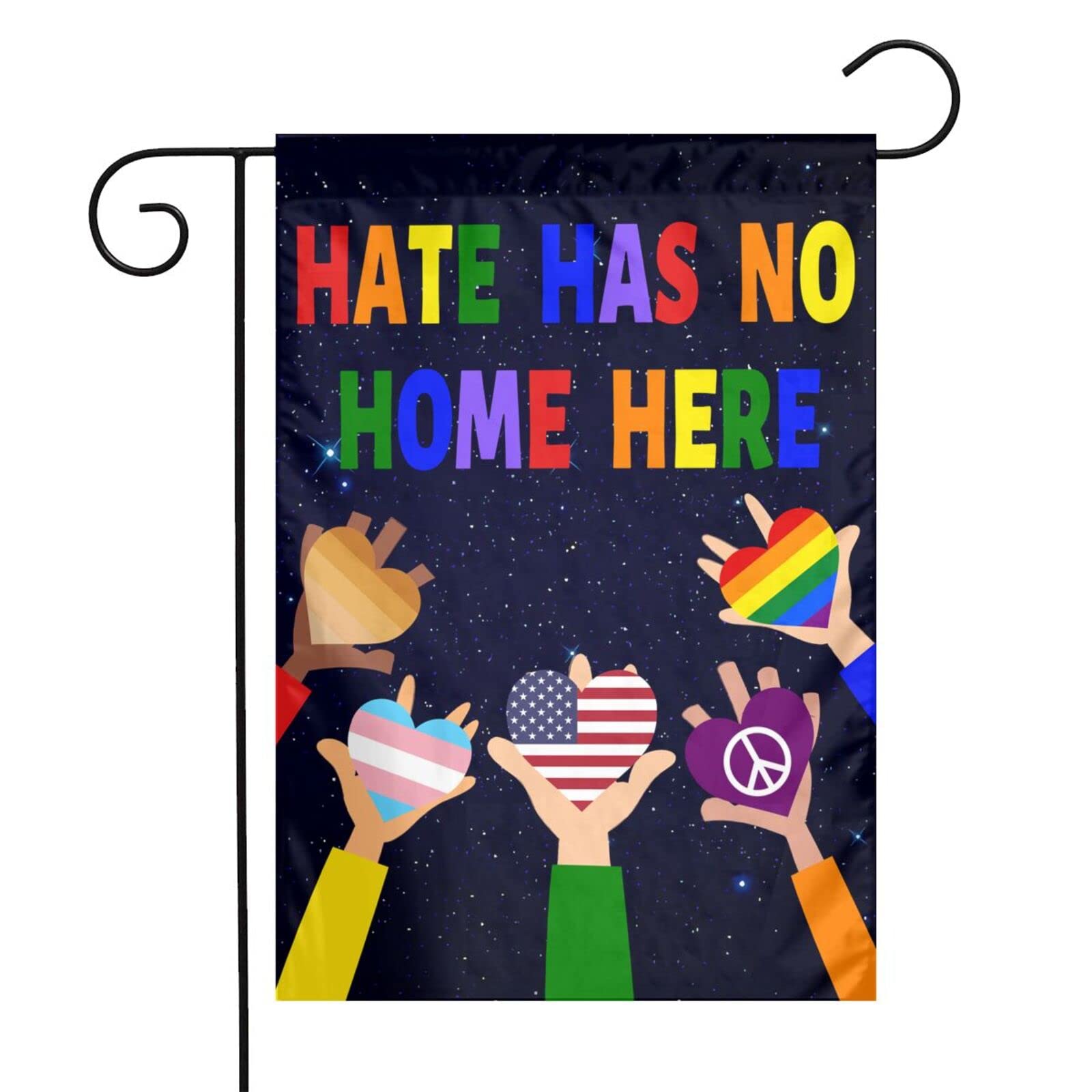 Gartenflagge „Hate Has No Home Here“ – 30,5x45,7 Cm, Doppelseitig, Wasserdicht, LGBTQ/BLM