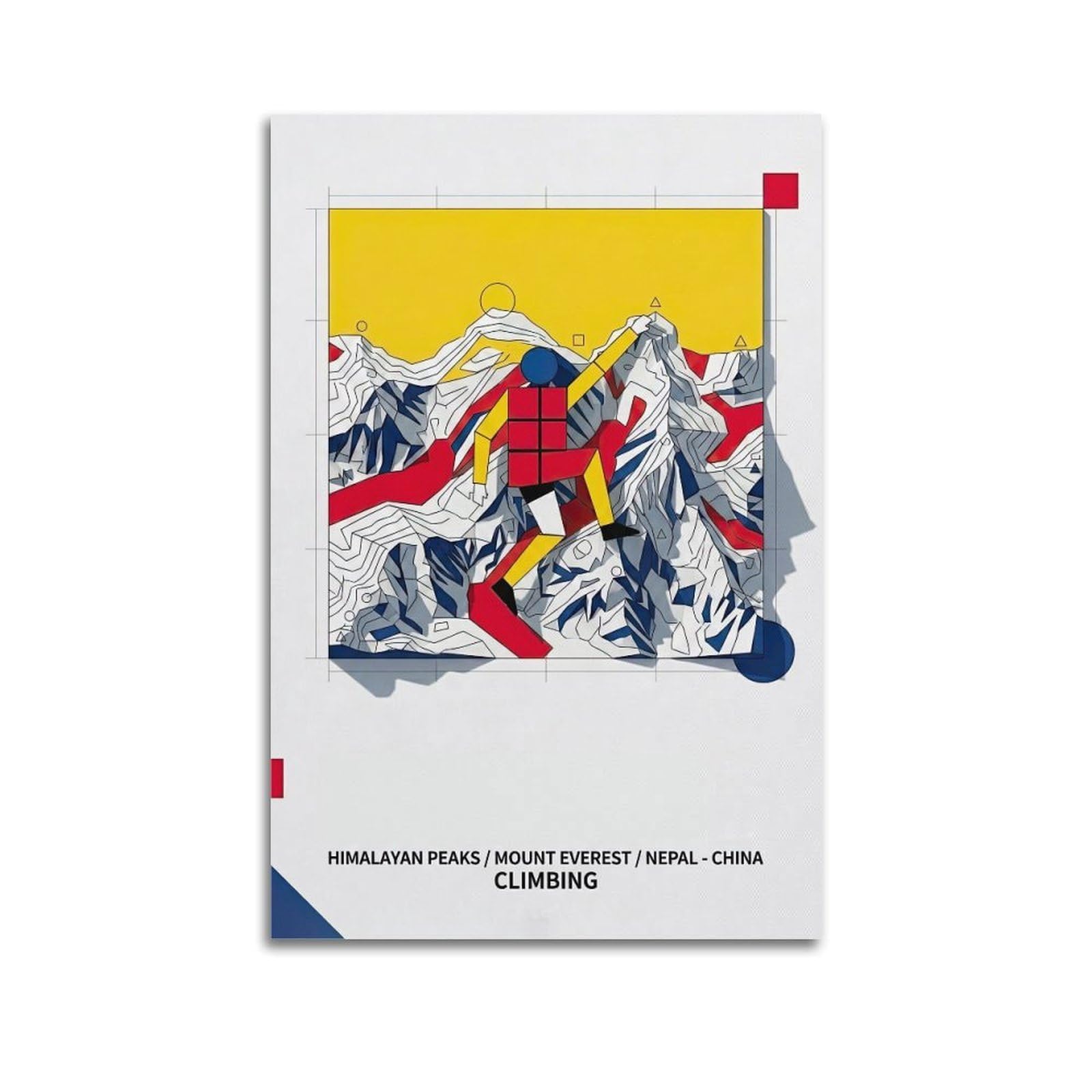 OLYHTR Modern 8848M Mount Everest Climbing Poster Modern Decorative Canvas Prints - Ideal Wall Art for Family, Man Cave, Game Room, Boys & Girls Bedroom 24x36inch(60x90cm)