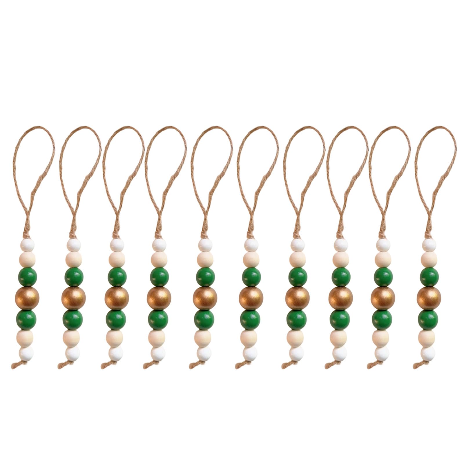 hogtnd 10 Pieces Wooden Beads Christmas Ornaments with Rope for Indoor Outdoor Christmas Decoration Bead Decoration