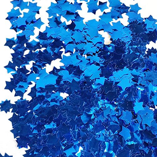 Confettis bleus brillants ronds étoiles 1,5 cm pour déco festive 100g