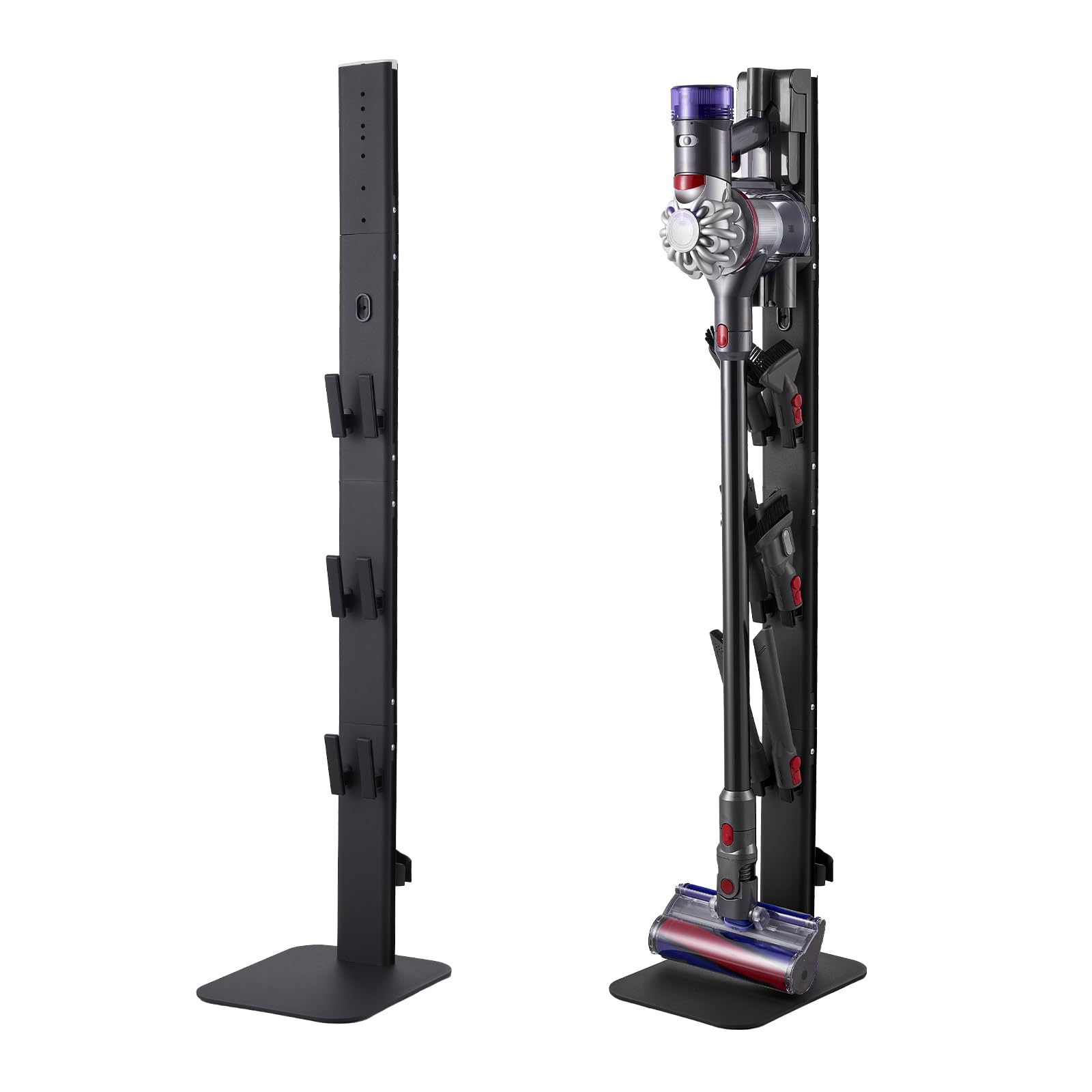 VEVOR Support d'Aspirateur pour Dyson G5, V15, V12, V11, V10, V8, V7, V6, Porte-aspirateur Vertical Rangement Stable avec Accessoires, 6 Crochets et Patins Antidérapants, pour Espaces Restreints, Noir