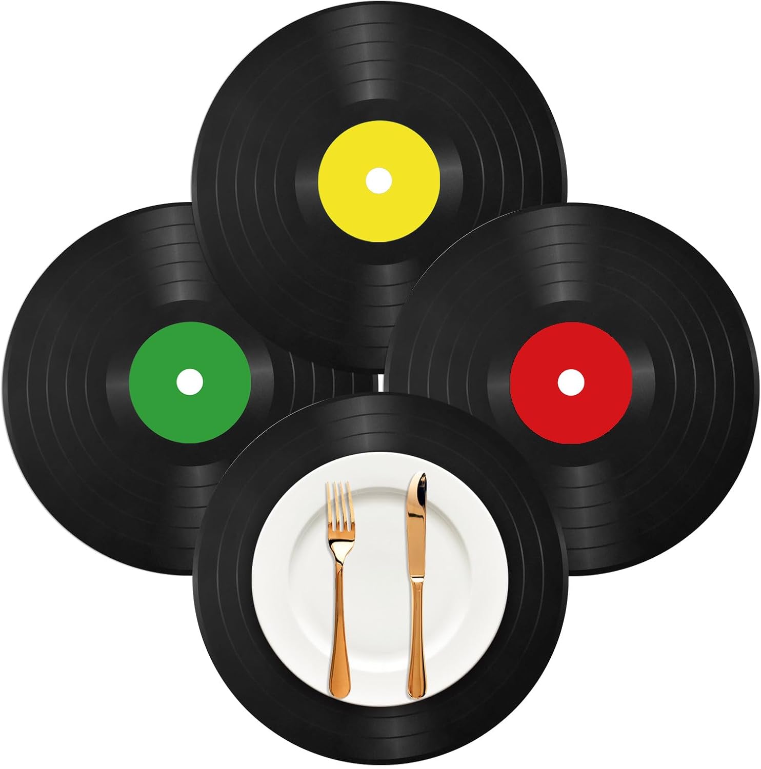 96 Pack Record Paper Placemats 50's Party Decorative Place