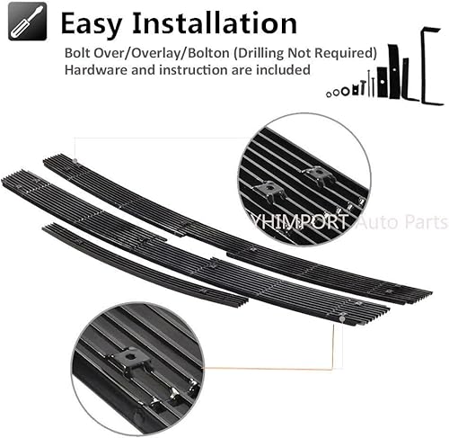 Miniatura 5 de Parrilla de aluminio sólido compatible con Chevy Silverado 2007 2008 2009 2010 2500HD3500HD Rejilla Combo Cromo Inserto 3 piezas