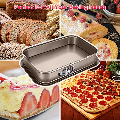 Non-Stick Cheesecake Pan, Spring Form Pan, Rectangle Cake Pan With Removable Bottom Leakproof And Quick Release Latch Bakeware 15.5 Inches 10.8 Inches 3 Inches Gold (15.5*10.8*3 Inches Golden) #TOP6