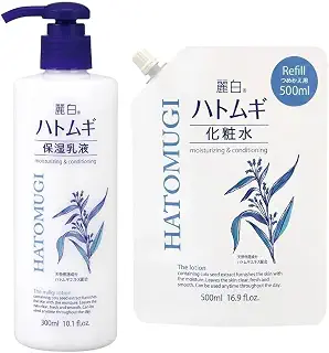 【セット品】麗白 ハトムギ 化粧水 詰替え＋麗白 ハトムギ 保湿乳液 2点セット しっとり全身保湿ケア向け（毎日の顔・ボディのうるおい補給に便利な化粧水＋乳液）