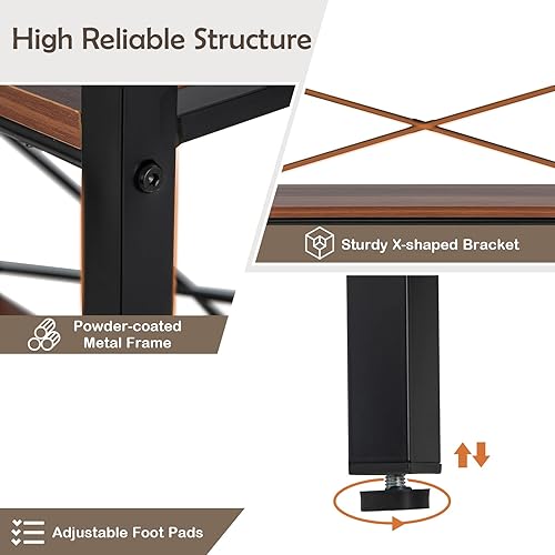 Miniatura 6 de Tangkula Estantería de escalera de 4 niveles, estantería abierta independiente con marco de metal y dispositivo antiderroche, estante de exhibición