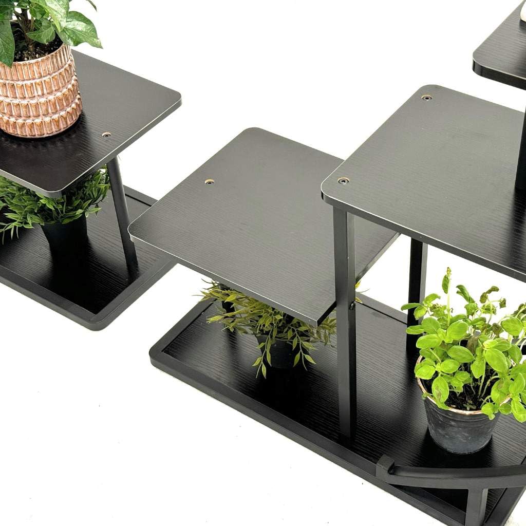 DanDiBo Blumenregal Indoor 170 cm Hoch Metall Schwarz Rund 96586 Blumentreppe Groß Halbrund Pflanzenständer Modern Design