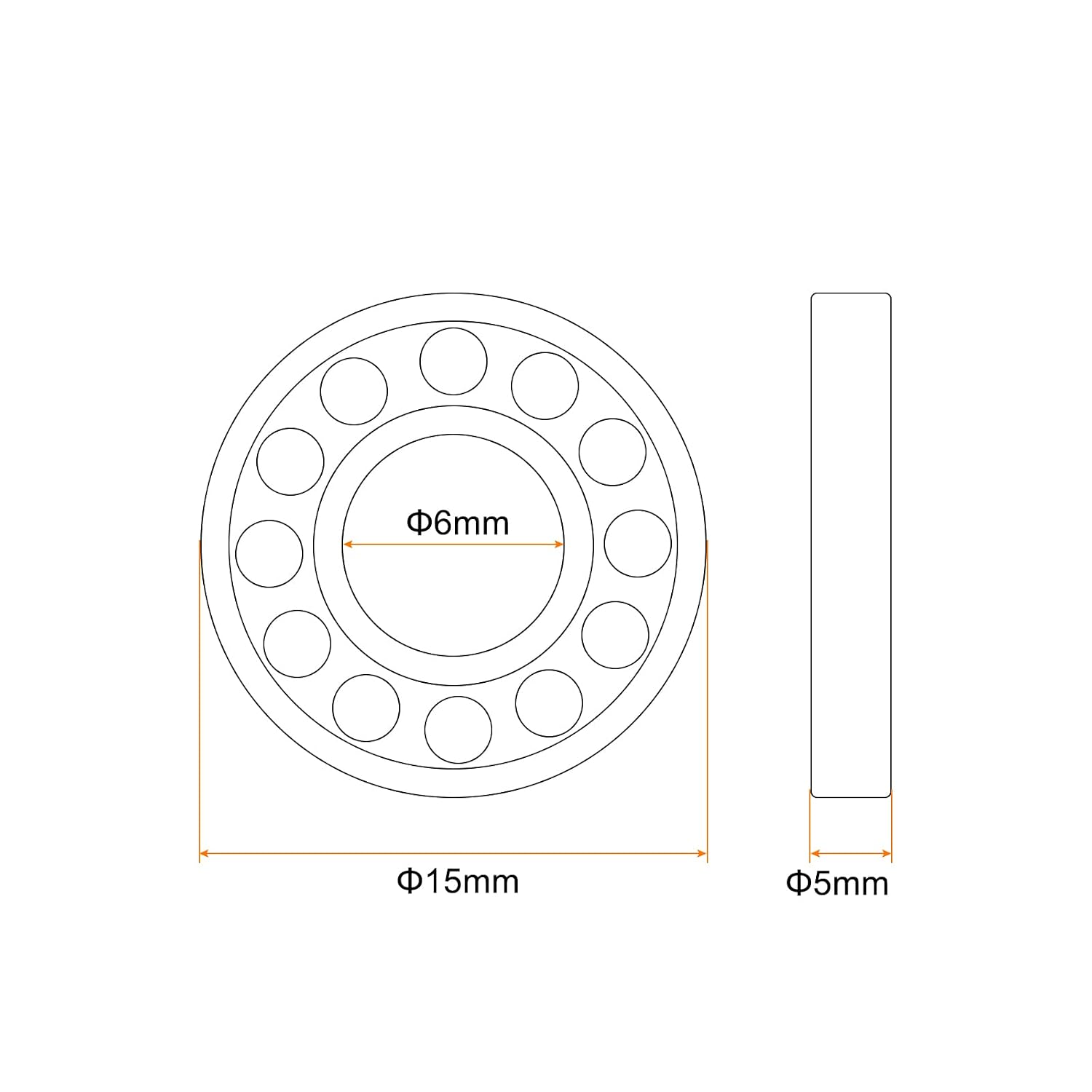 HARFINGTON 4pcs 1096 Self-Aligning Ball Bearings 6mm Bore 15mm OD 5mm Thickness Open Type Chrome Steel for Transmission