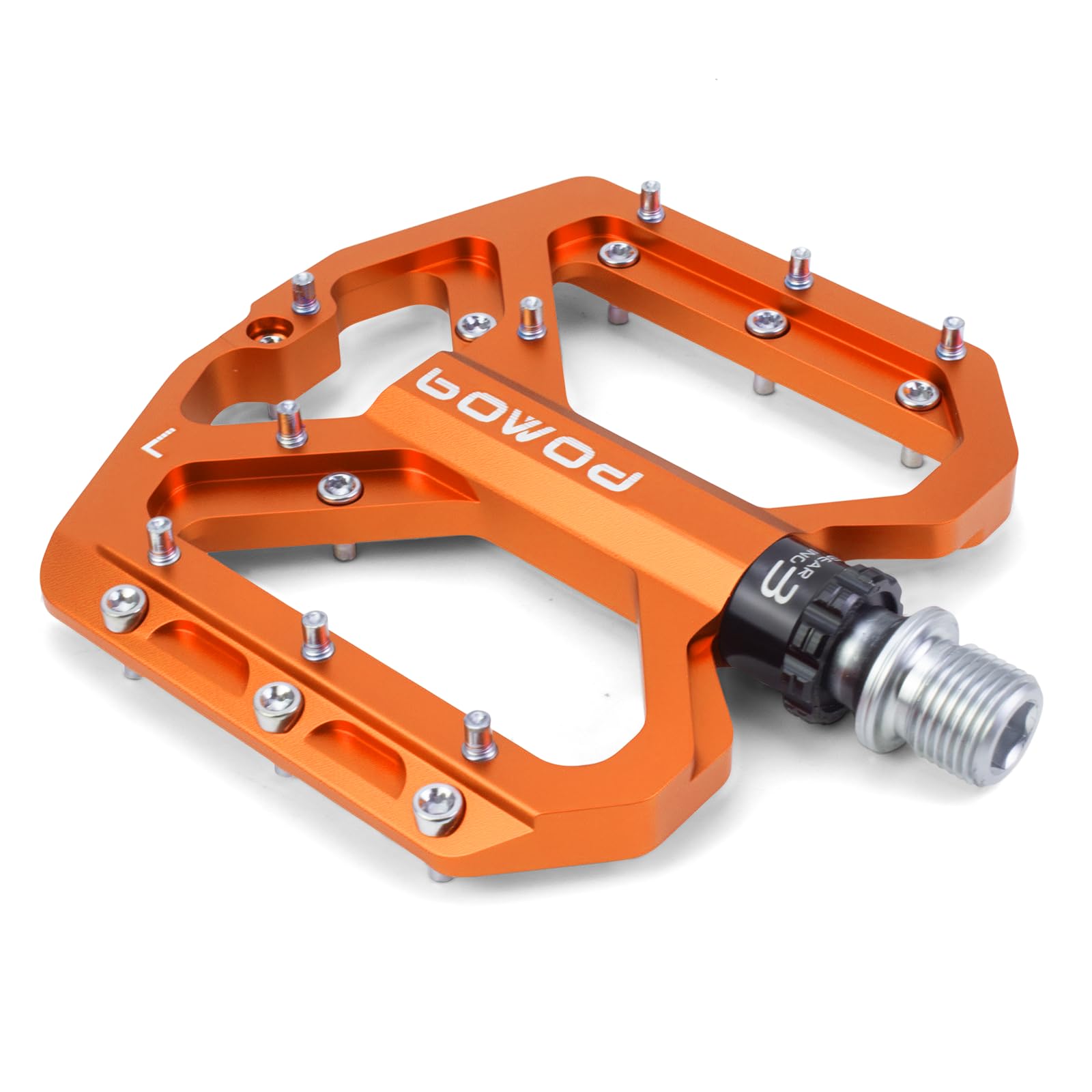Mountain Bike Pedals with Wide Pedal Surface， MTB Pedals Bicycle Flat Pedals Aluminum 9/16" Sealed Bearing Lightweight Platform for Road Mountain BMX MTB Bike，Orange
