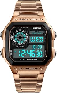 Men's Luxury Digital Quartz Waterproof Wrist Watches Dual Time Countdown Alarm Stopwatch Backlight Multi-Function Watch