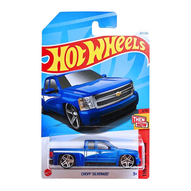 Image of Hot Wheels Chevy Silverado Then and Now for Ages 3 and Up (Blue)