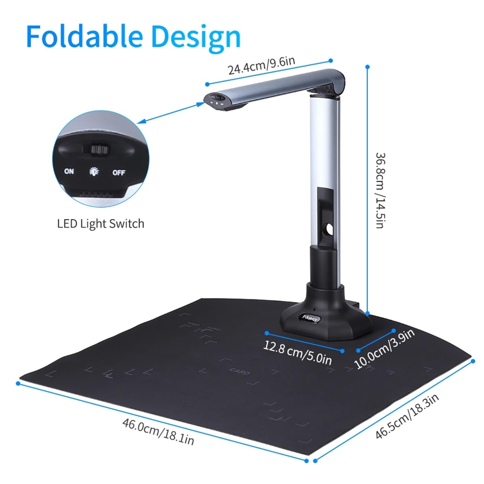 Escáner portátil de Documentos y Libros tamaño A3 con Captura HD, 10 megapíxeles, USB 2.0, Alta Velocidad, luz LED