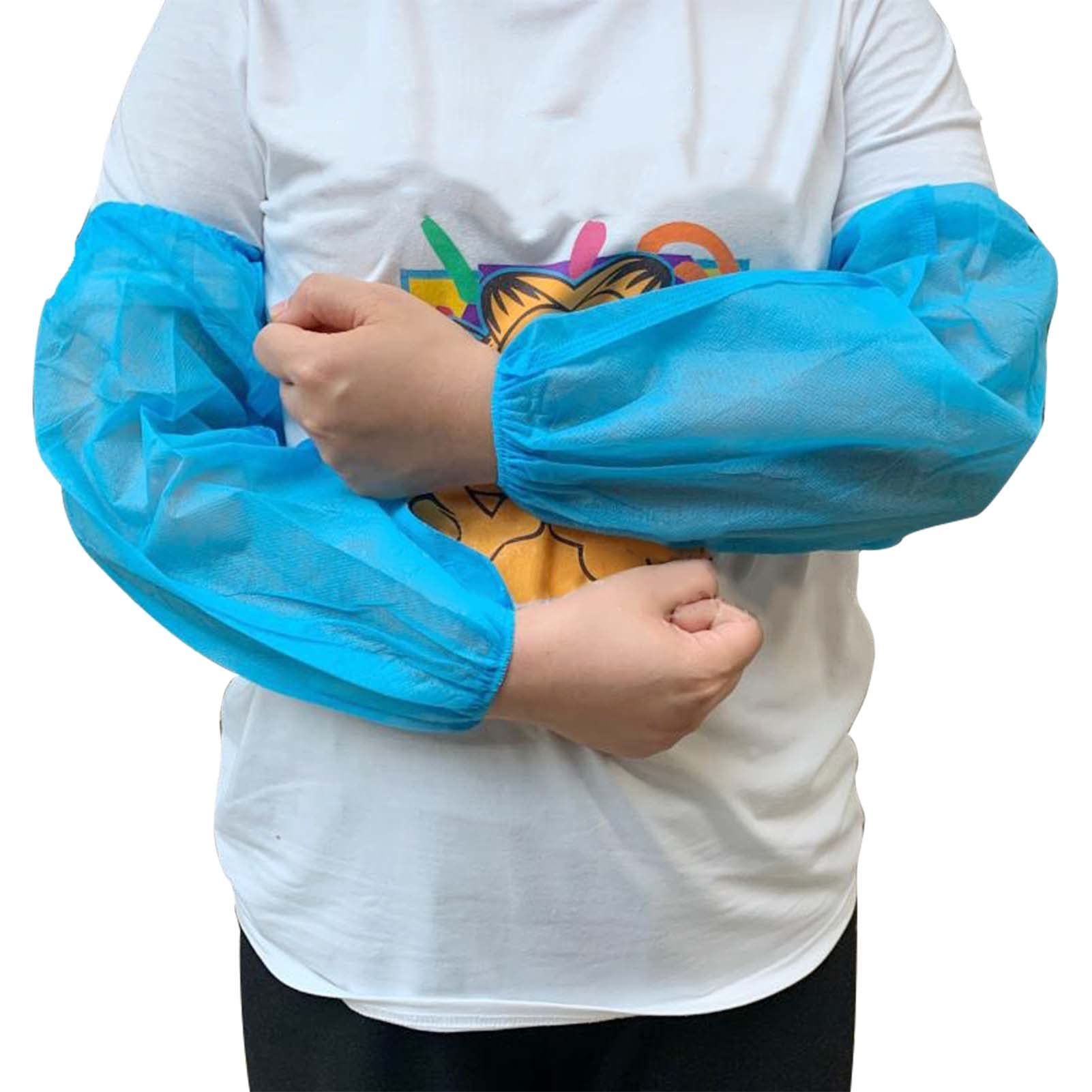 ZIMGOD 200 X Disposable Sleeve, Nonwoven Fabric Over Sleeves to Cover Arms, Arm Sleeve Protectors with Resilience, Painting, Repair, Cleaning, Tattoo ( Color : Blue )