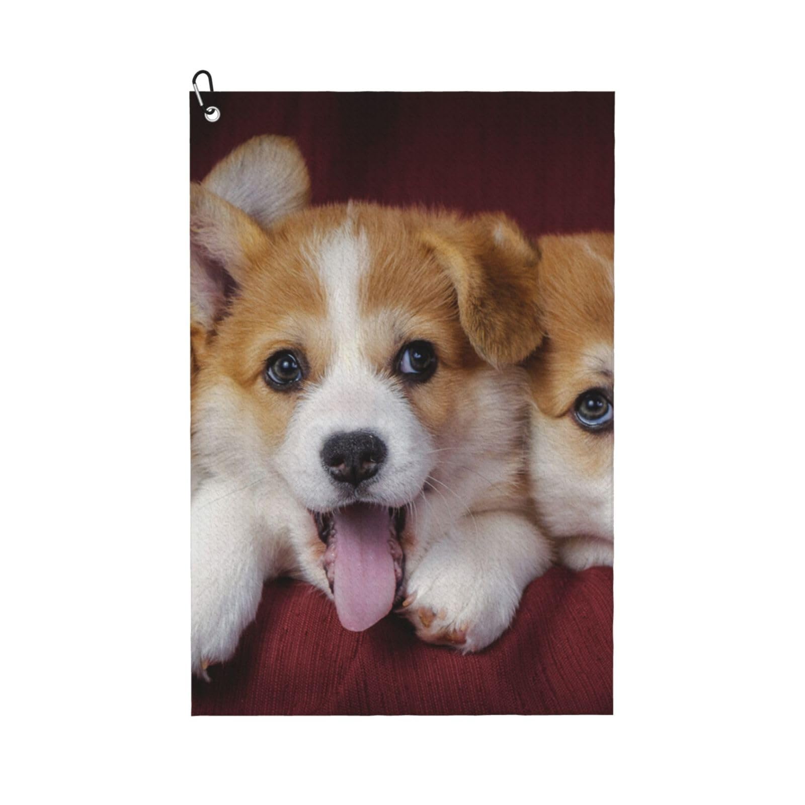 Hnnkloy Welsh Corgi Dog, 16x24 in Portable Waffle Golf Towels with Carabiner Clip for Golf Bag