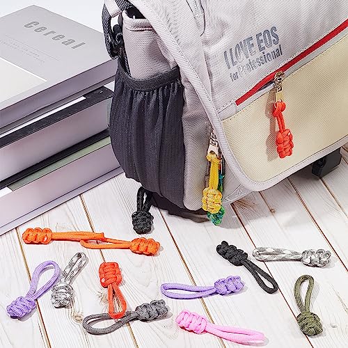 Image of GORGECRAFT 20PCS Replacement Zipper Pulls Tab Nylon Zipper Repair Kit Zipper Head Hand Woven Pull Rope Zipper Handle Fixer Cord Pull Tab for Backpacks Jackets Luggage Purses Handbags Sweatshirt