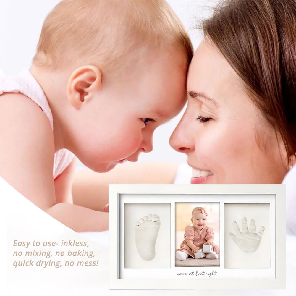 Comioke Zestaw do odcisków gipsowych, odciski dłoni i stóp dziecka, z gliny, baby shower