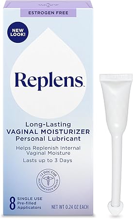 Replens Long Lasting Vaginal Moisturizer for Vaginal Dryness, Doctor Recommended & Estrogen-Free, 8 Pre-Filled Applicators