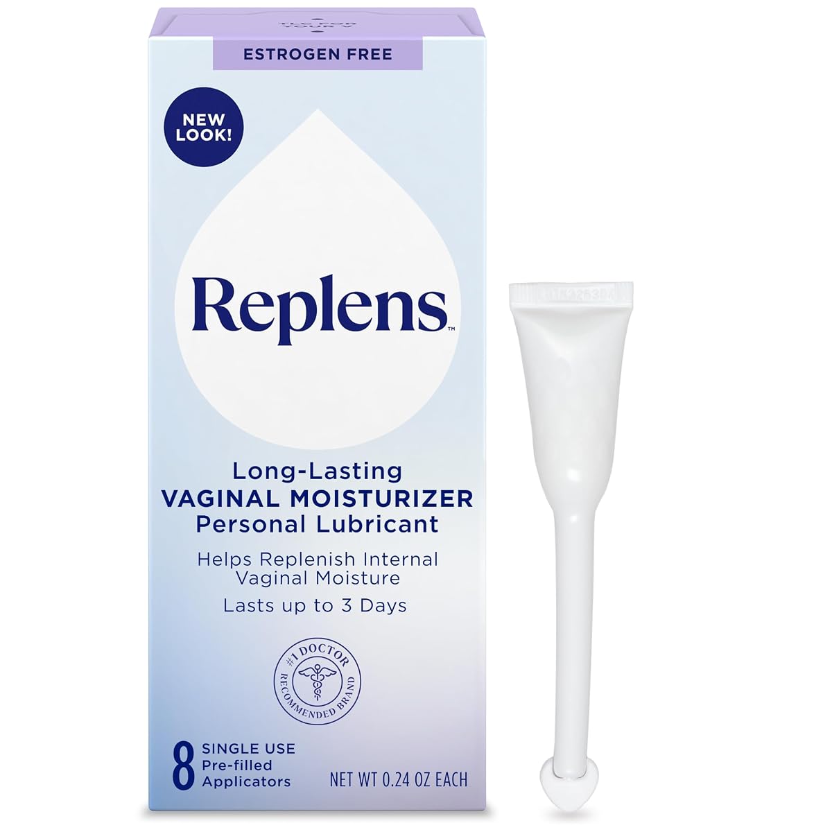 Replens Long-Lasting Vaginal Moisturizer, 0.24 OZ, 8 Count (Pack of 2)