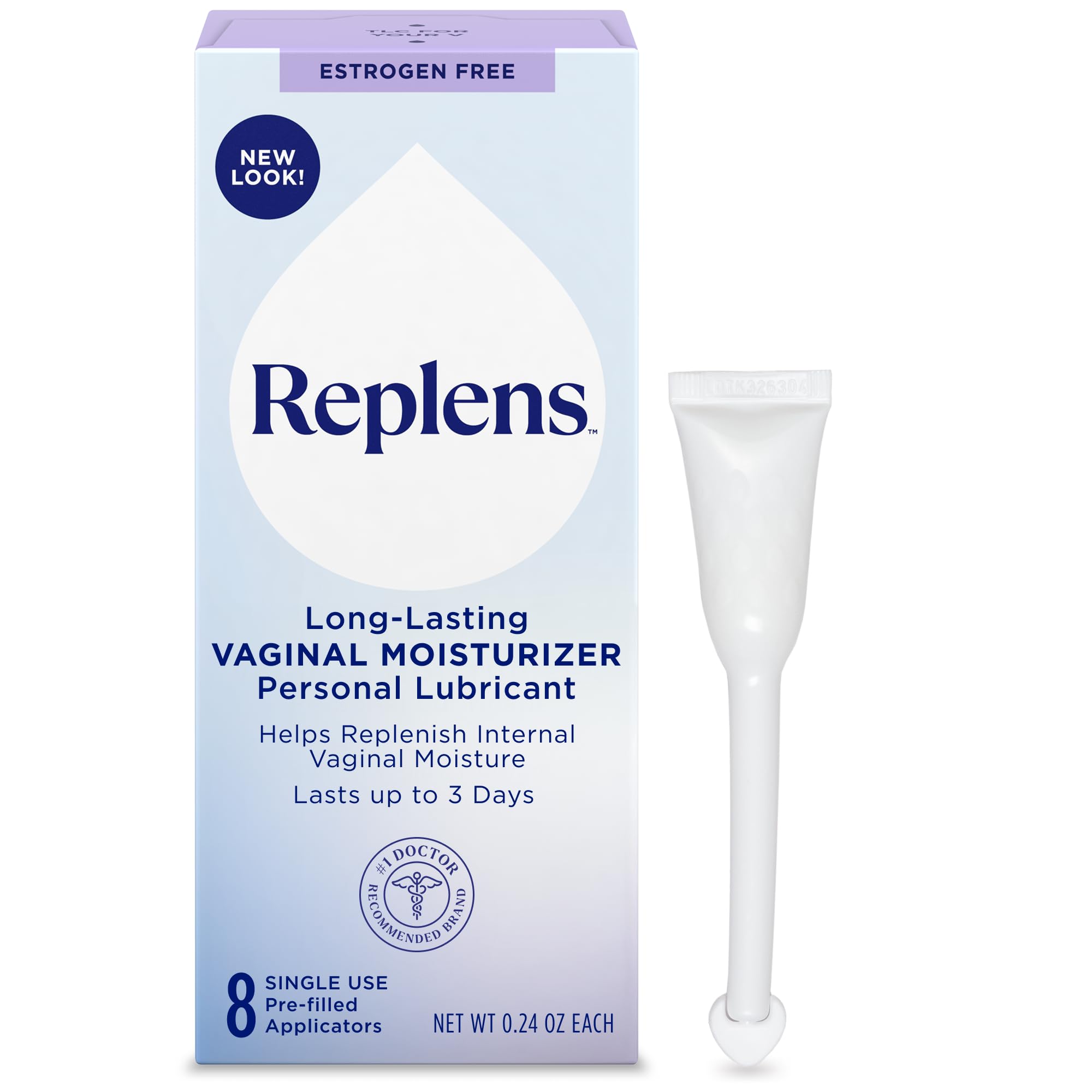 Replens Long-Lasting Vaginal Moisturizer, 0.24 OZ, 8 Count (Pack of 2)