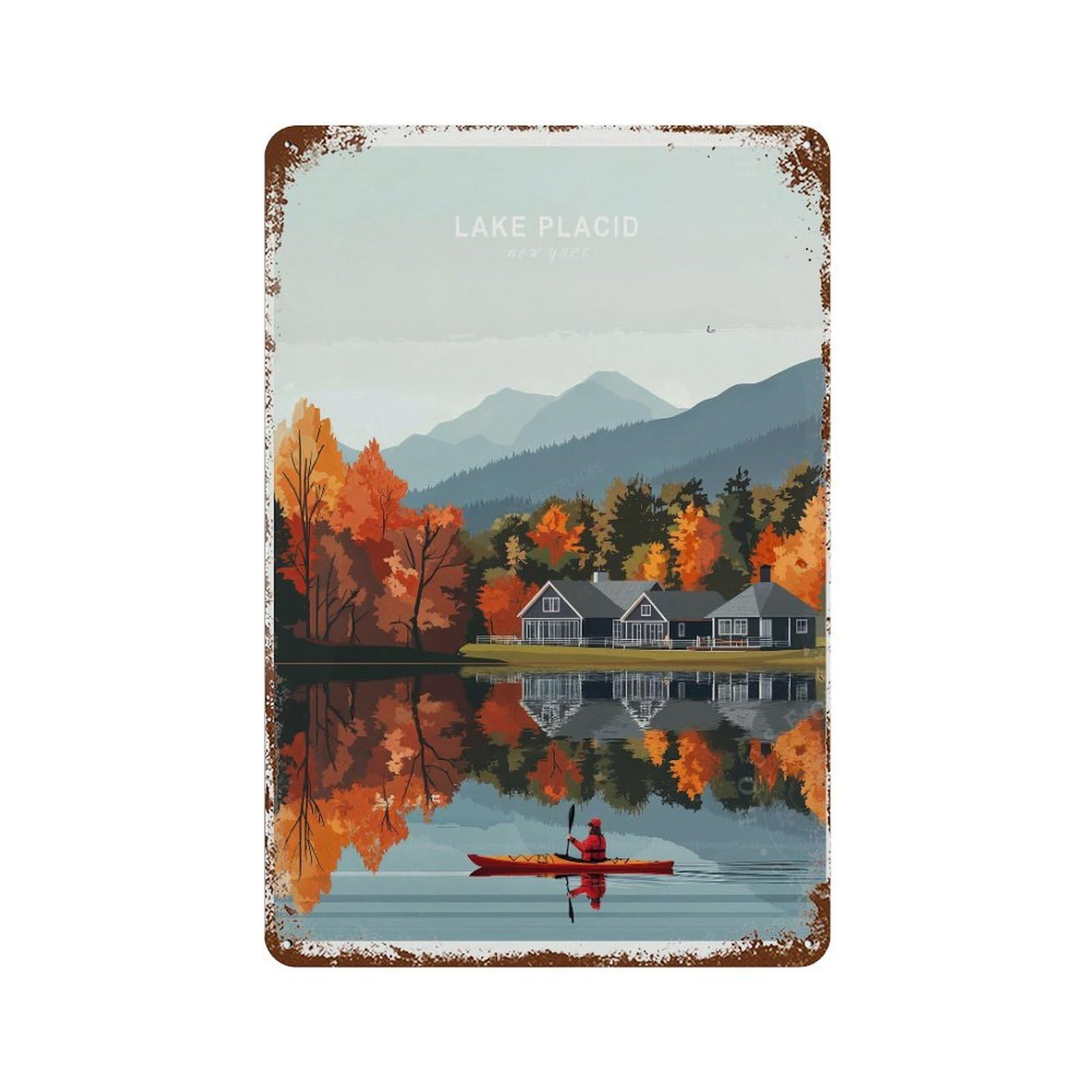 xiaoxiaoshen Lake Placid New York Travel Minimalist Home Decor Wall Decor Art Metal Tin Poster Modern Home Decor Art Home Bar Shop Decorations Vintage Sign 30x20cm