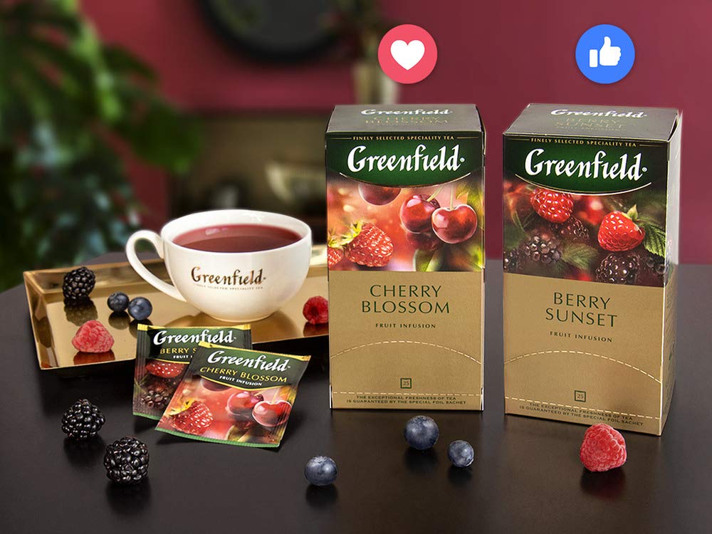 Greenfield Cherry Blossom Fruit Infusion Collection Tea 25 Tea Bags