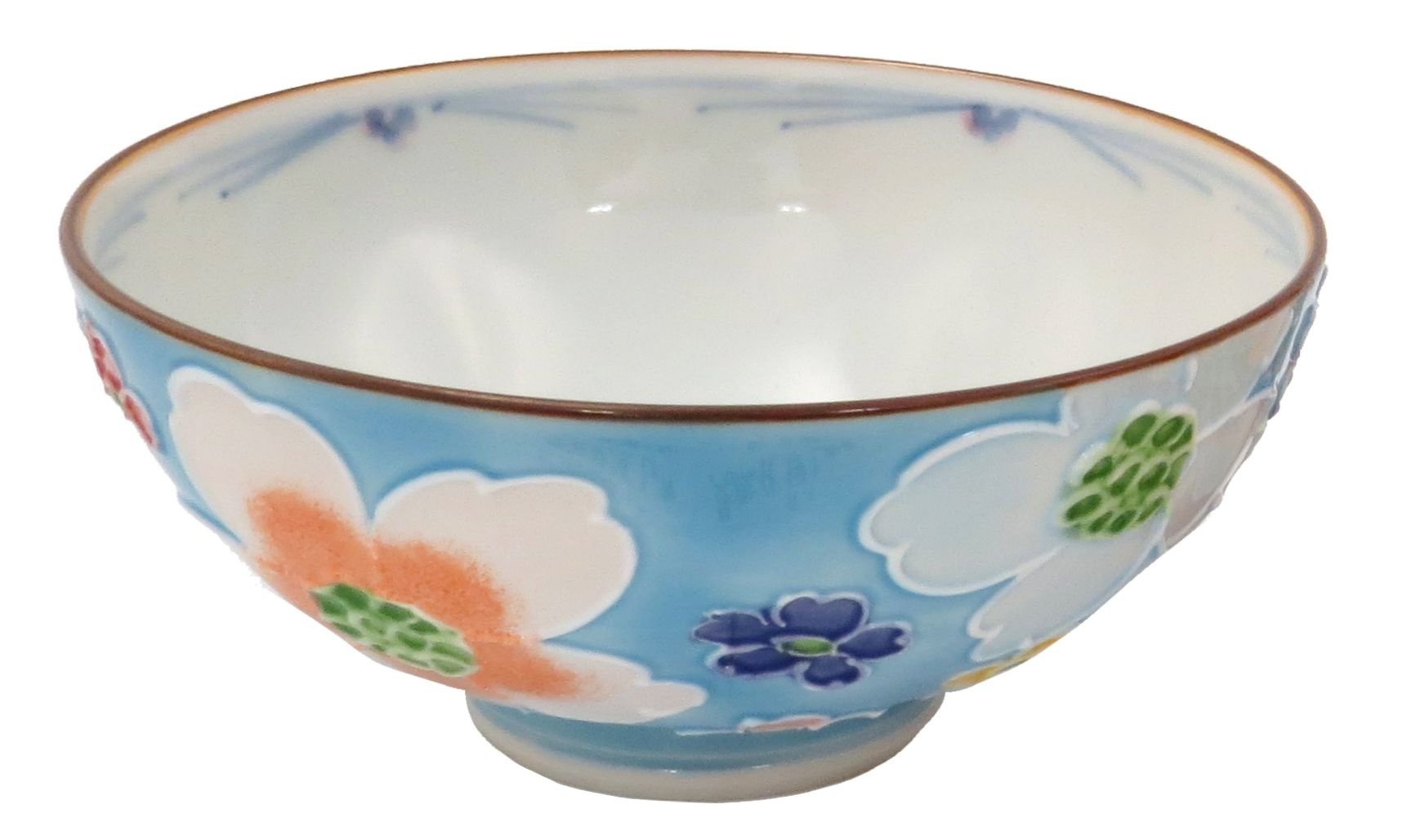 Amazon.co.jp: 京焼 清水焼 昇峰窯 茶漬 大 交趾花尽くし (青) B3-13大