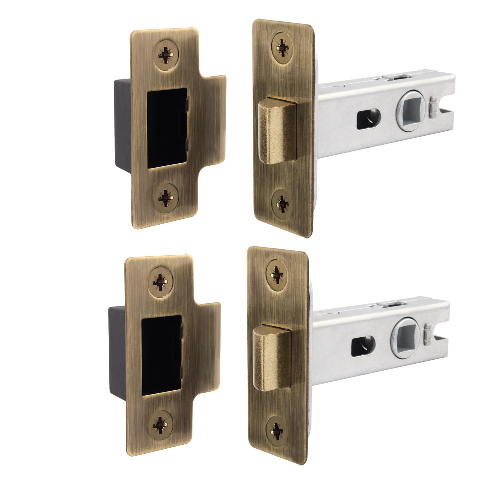 Eai Antique Brass Brass Tubular Door Latch For Internal Doors - 2.5 Inch / 64Mm - Pack Of 2 Tubular Mortice Latches