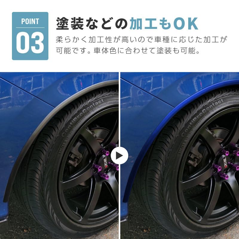 Amazon | フェンダーモール 車検対応 1.2cm 0.7cm ウレタン製 オーバー