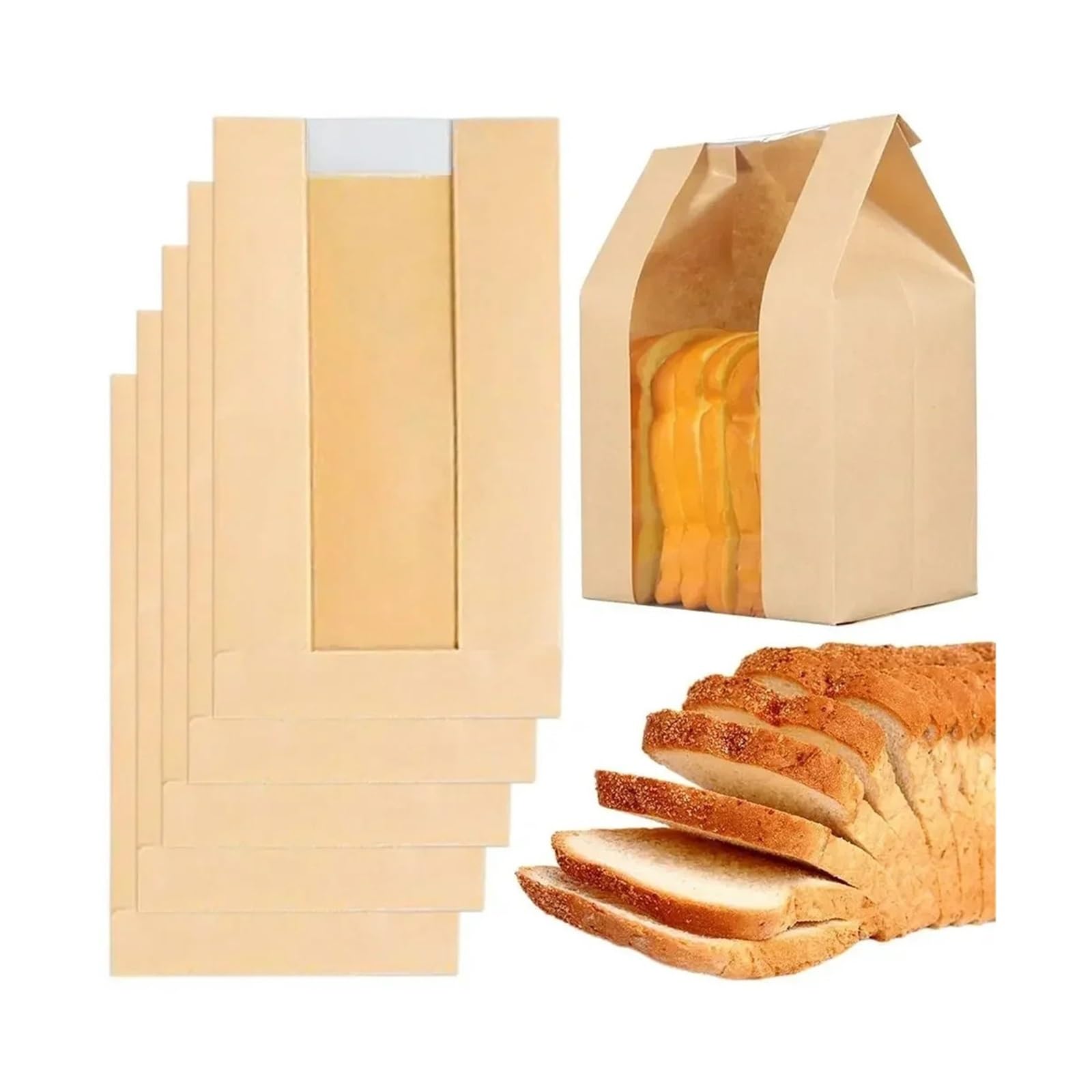 100Pcs Paper Bread Bags Baked Food Packaging For Bakeries for Bread